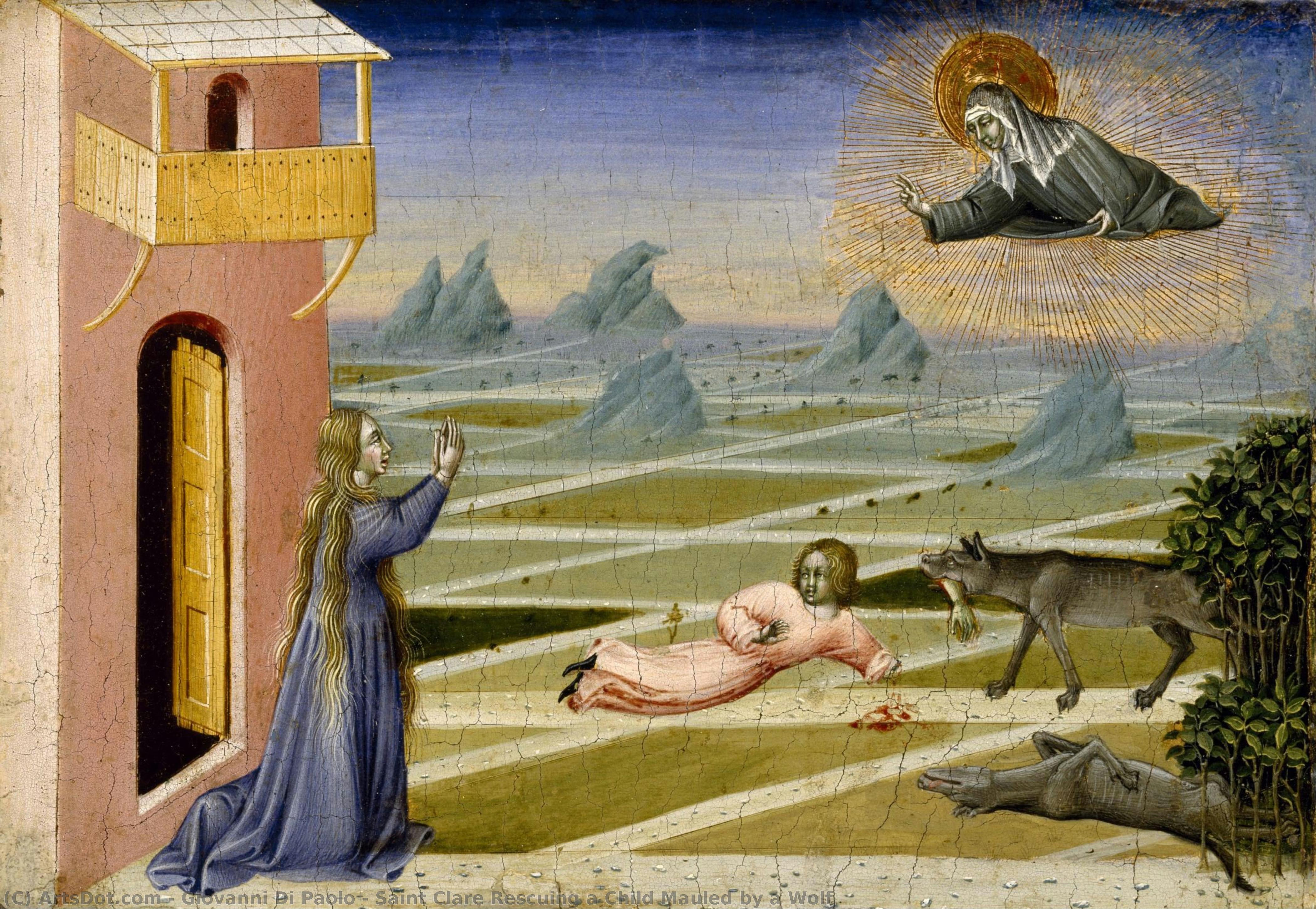 Saint Clare Rescuing A Child Mauled By A Wolf — Giovanni Di Paolo