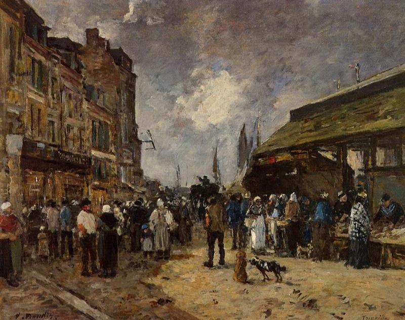 Trouville, Fish Market — Eugène Louis Boudin