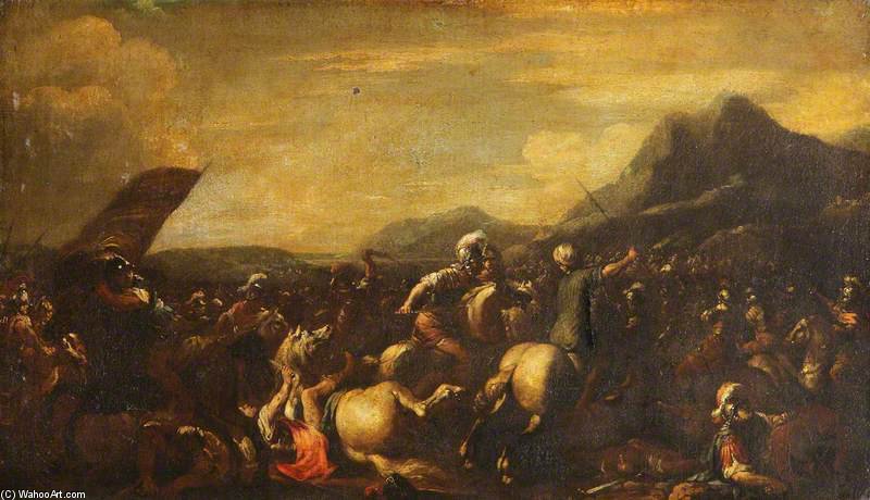 Battle Scene With Horsemen And Foot Soldiers — Pandolfo Reschi