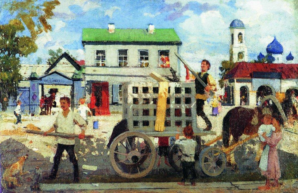 Catching Of Homeless Dogs — Boris Mikhailovich Kustodiev