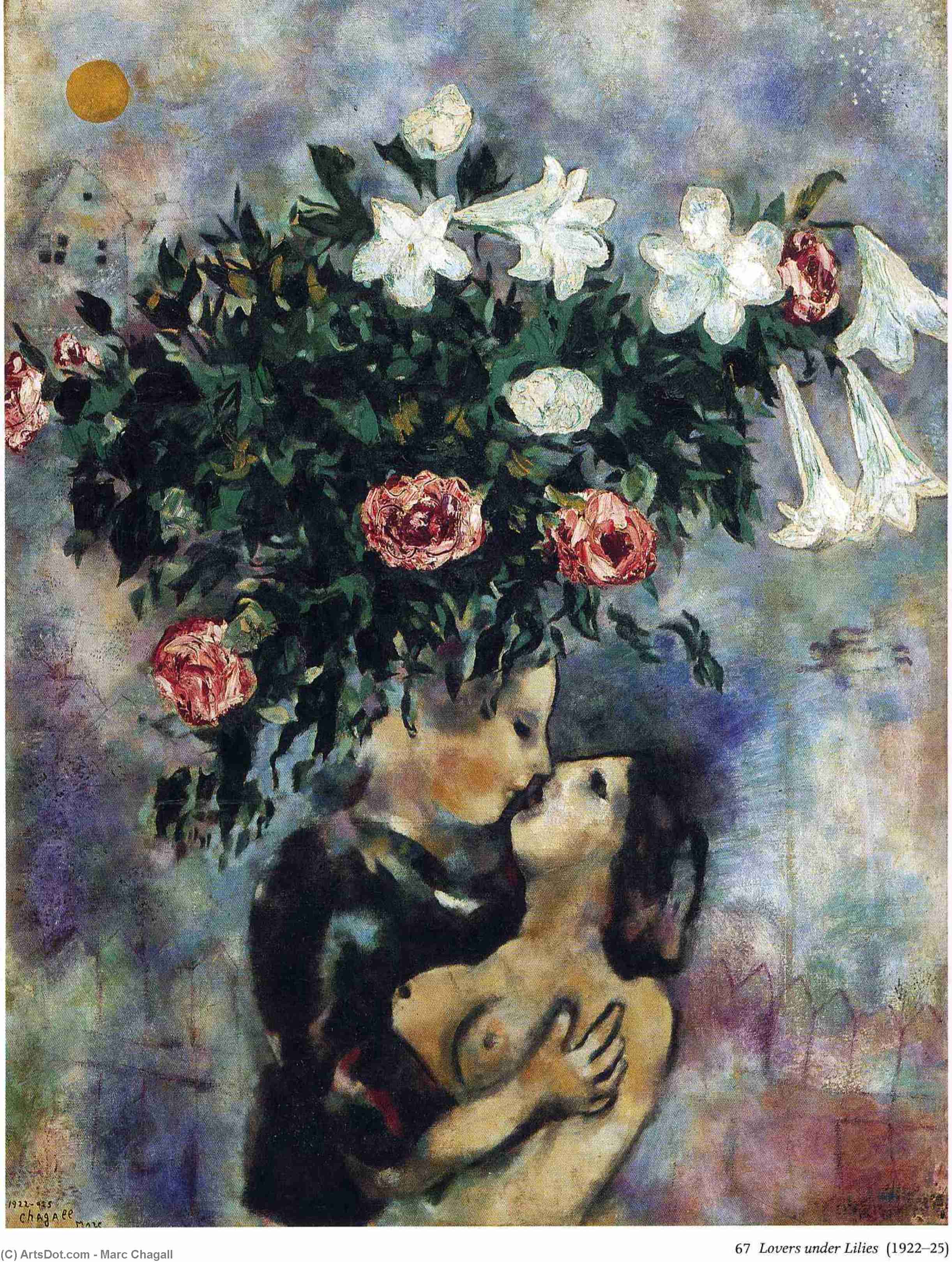 Amantes Bajo Lirios — Marc Chagall