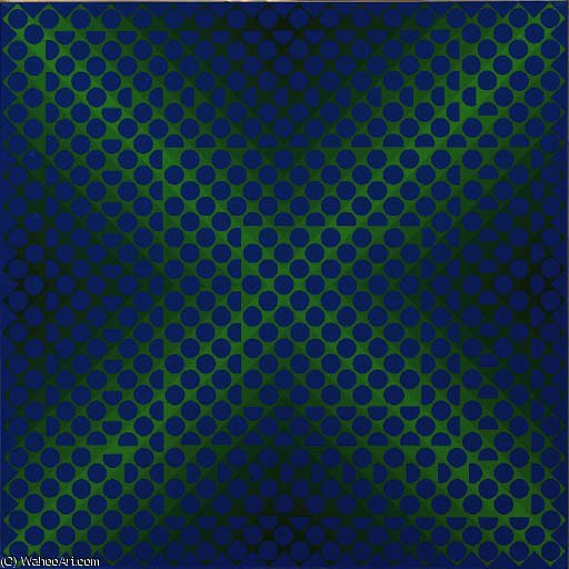 Puntos Azules Sobre Fondo Verde — Victor Vasarely