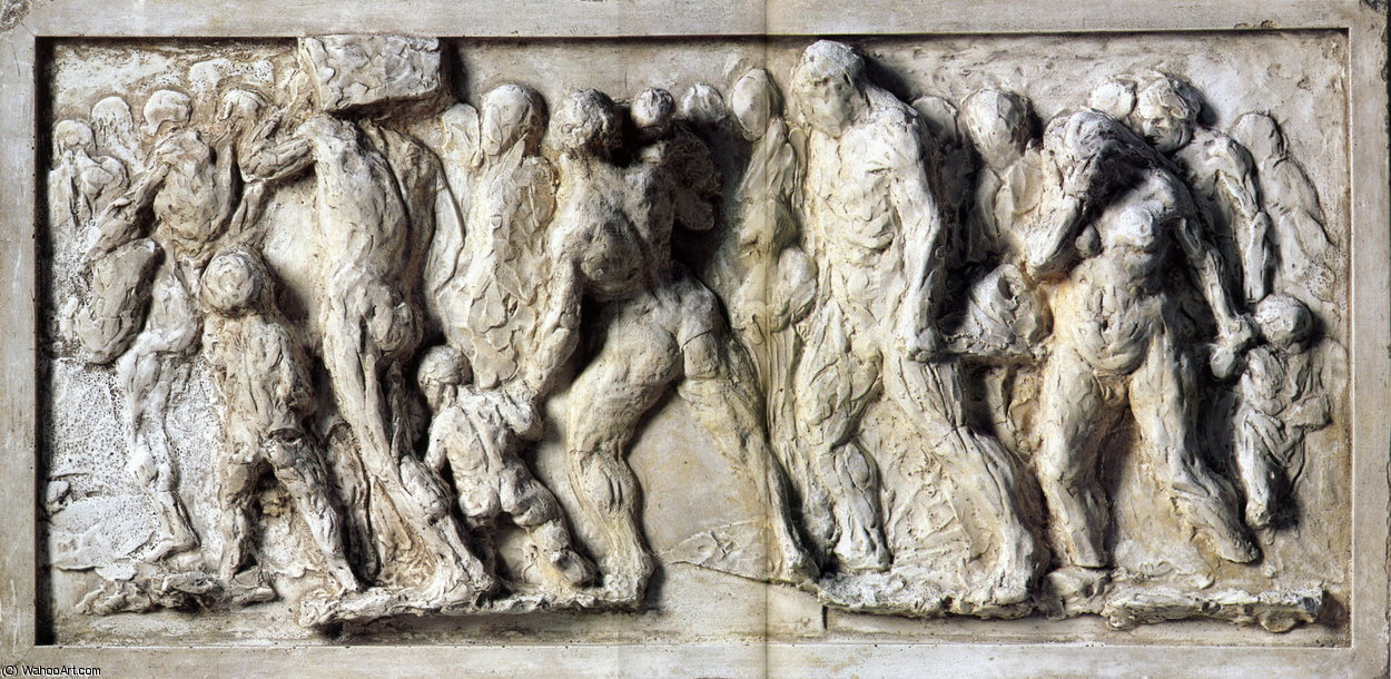Les Emigrants, Surmoulage, Plâtre Teinté Emigrants, Mould, Tinted Plaster — Honoré Daumier
