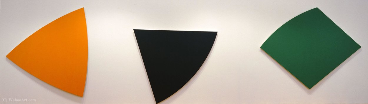 Three Panels Orange, Dark Gray, Green — Ellsworth Kelly