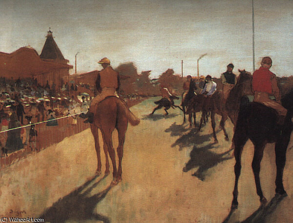68 Racehorses In Front Of The Grandstand — Edgar Degas