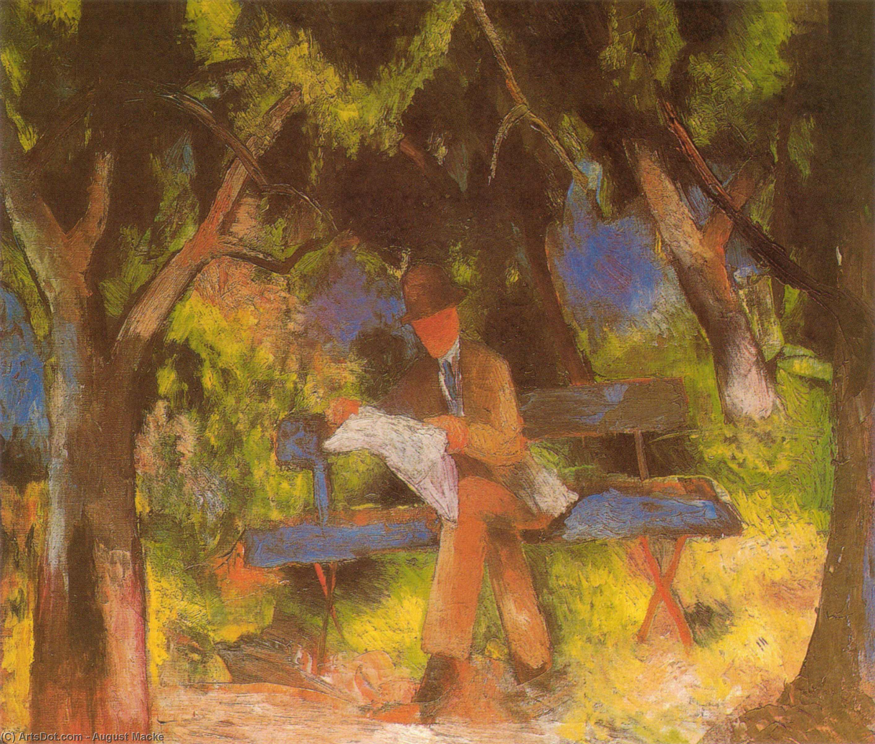 Man Reading In A Park — Август Макке