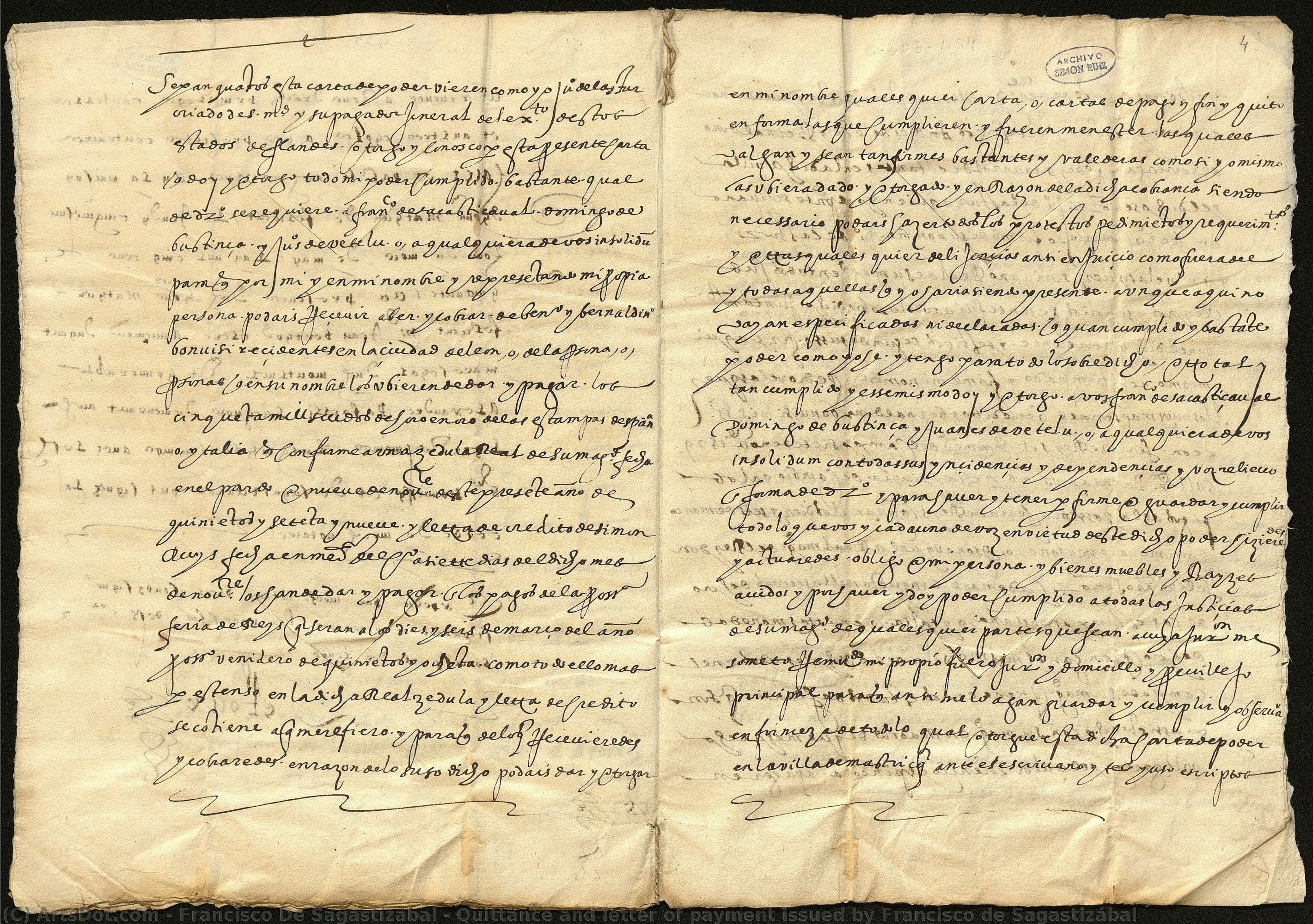 Quittance And Letter Of Payment Issued By Francisco De Sagastizábal — Francisco De Sagastizabal