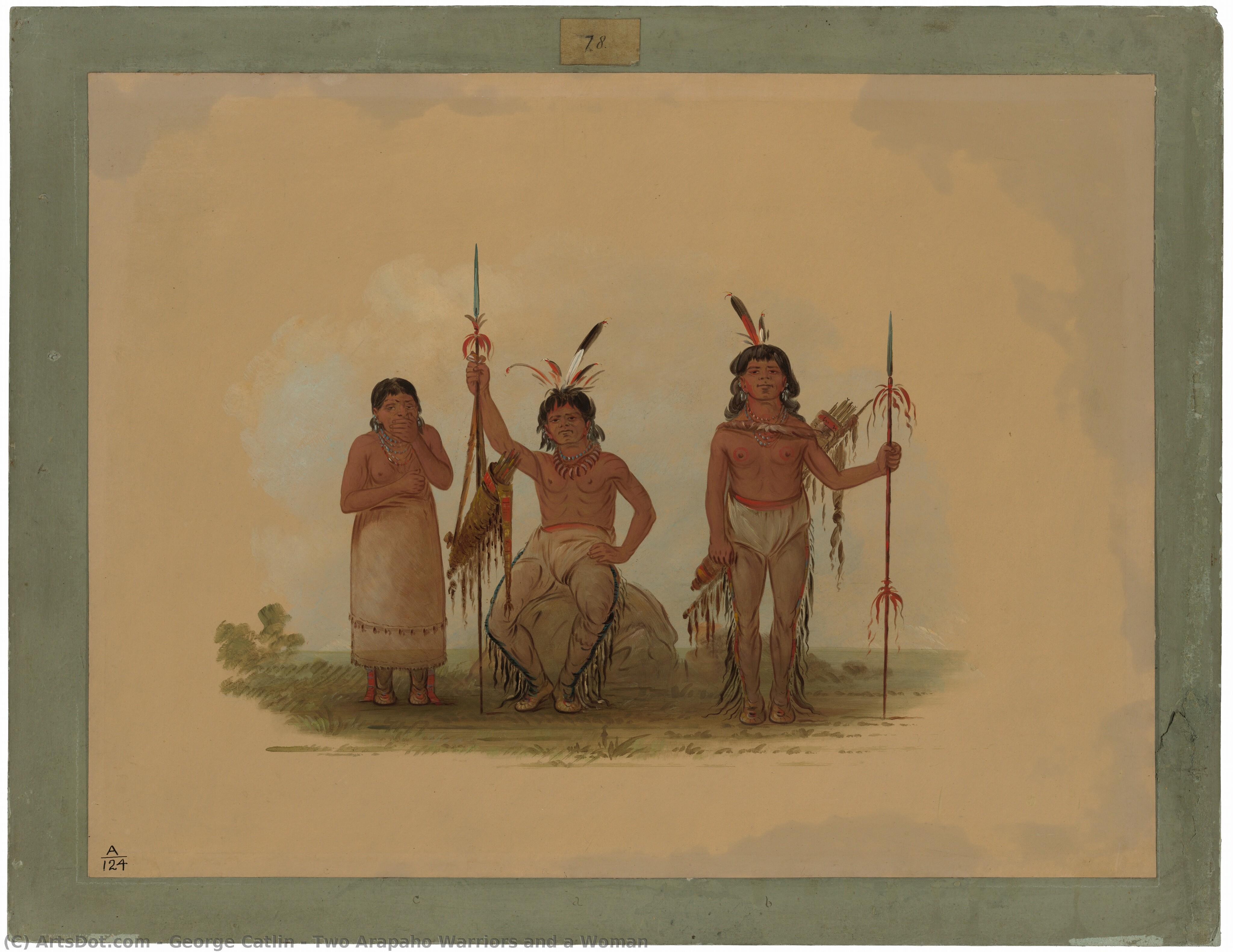 Two Arapaho Warriors And A Woman — George Catlin