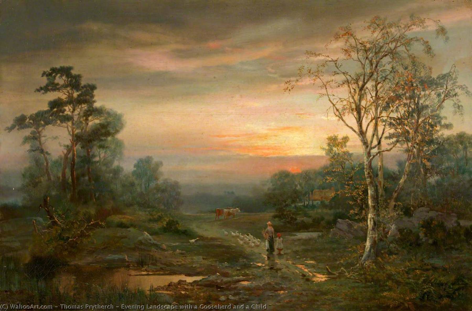 Evening Landscape With A Gooseherd And A Child — Thomas Prytherch