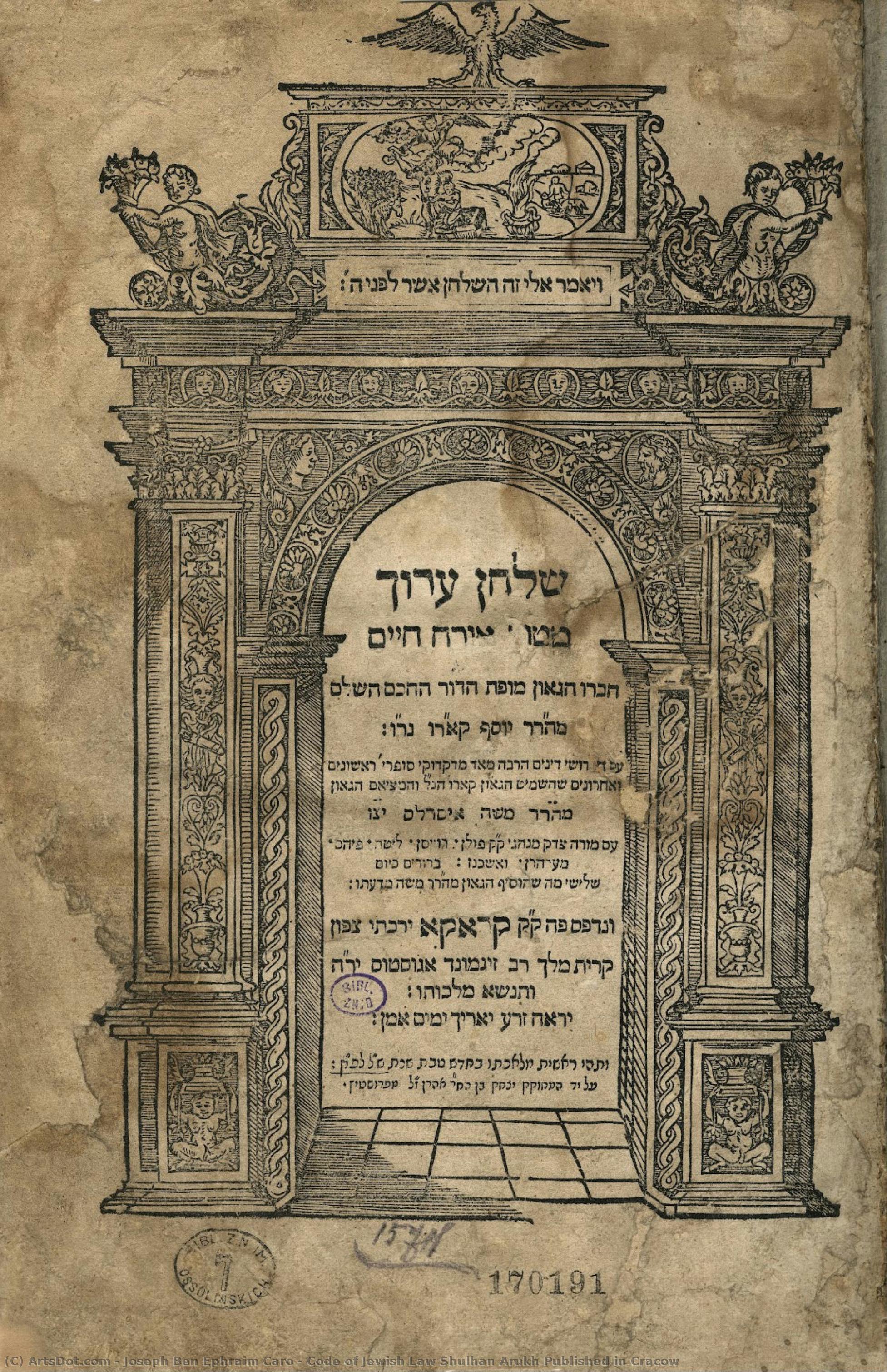 Code Of Jewish Law Shulhan Arukh Published In Cracow — Joseph Ben Ephraim Caro