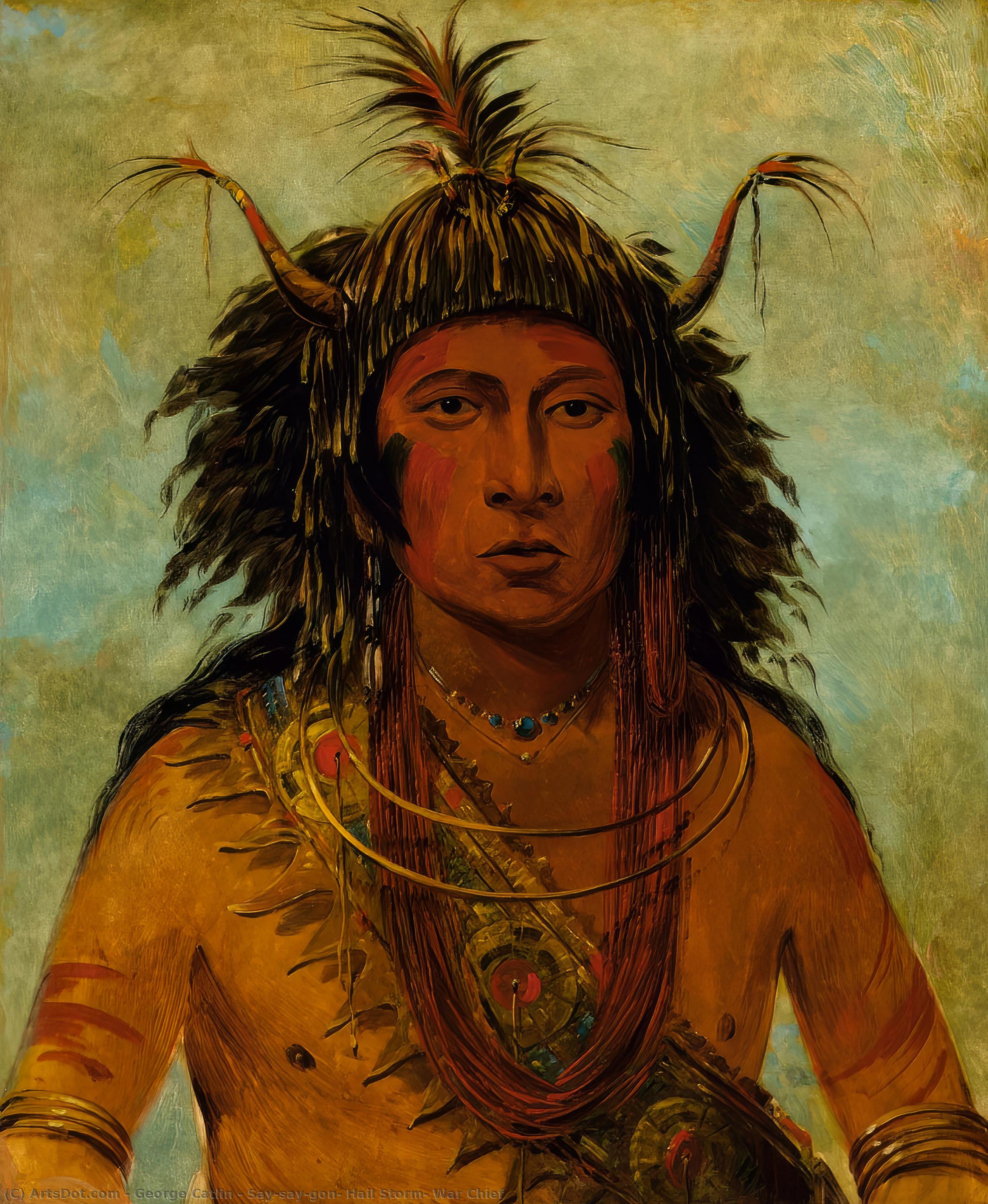 Say-say-gon, Hail Storm, War Chief — George Catlin
