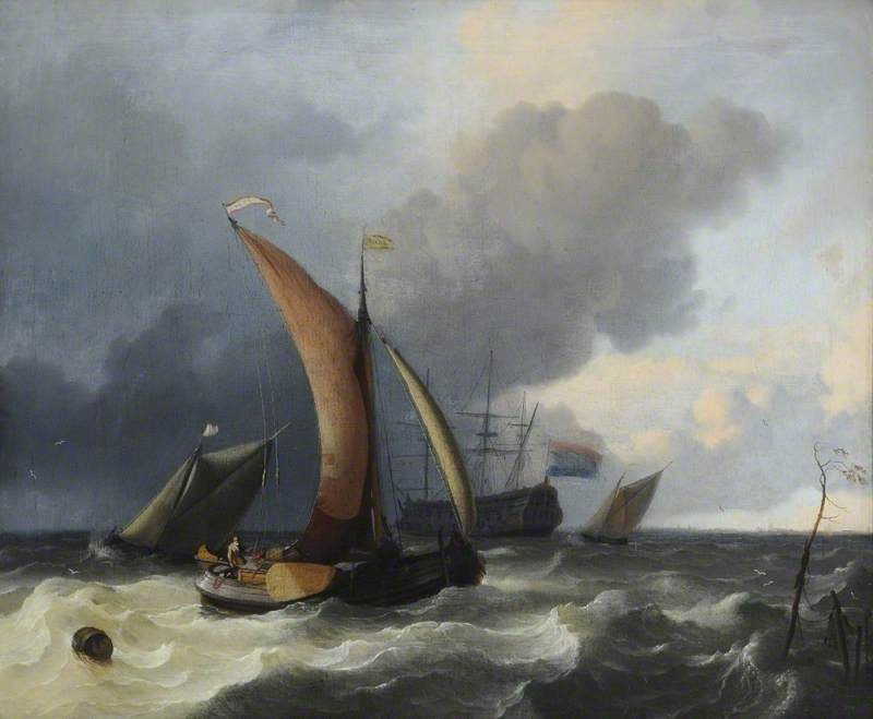 Dutch Sailing Boats In A Rough Sea — Ludolf Backhuysen I