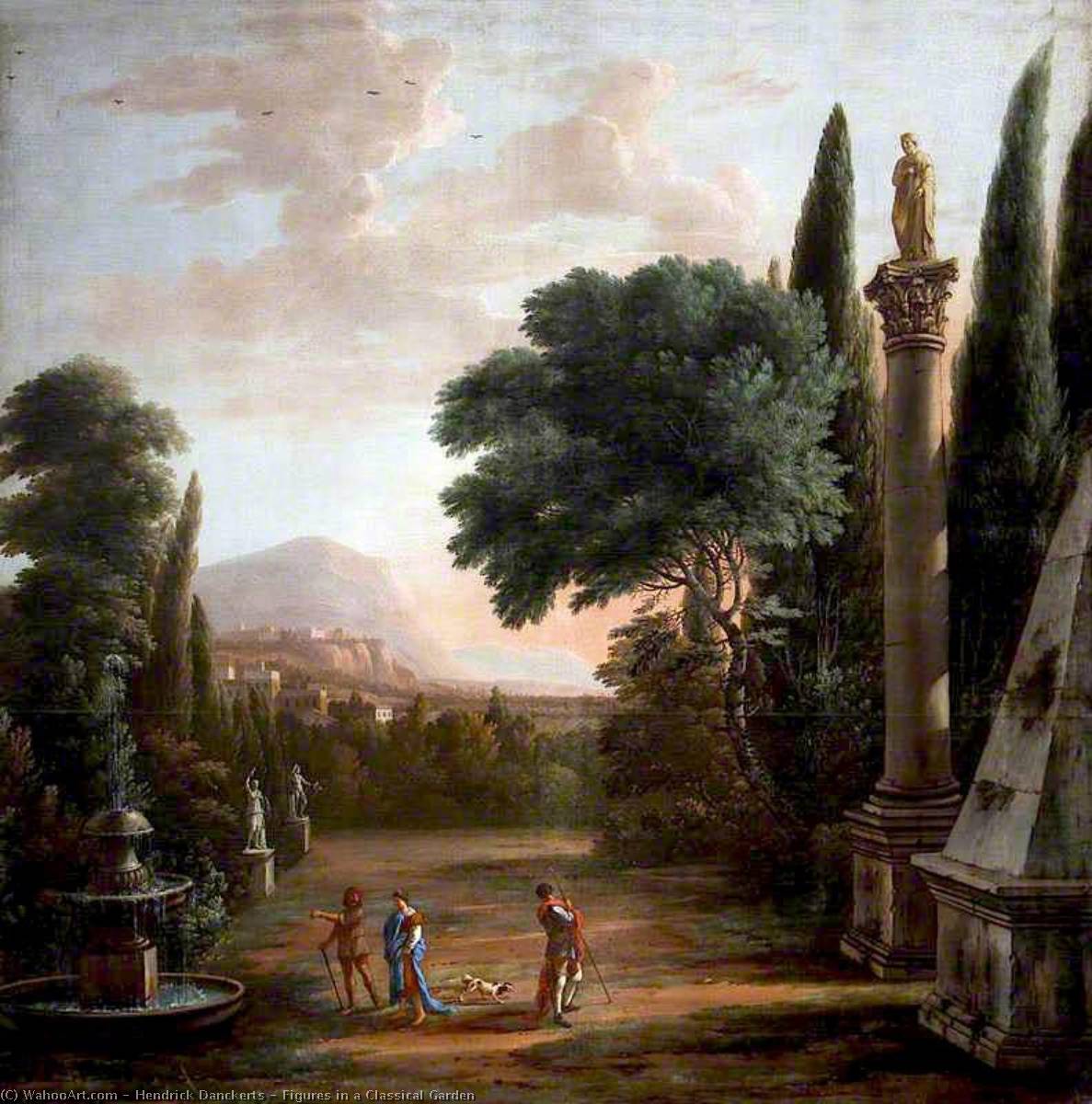 Figures In A Classical Garden — Hendrick Danckerts
