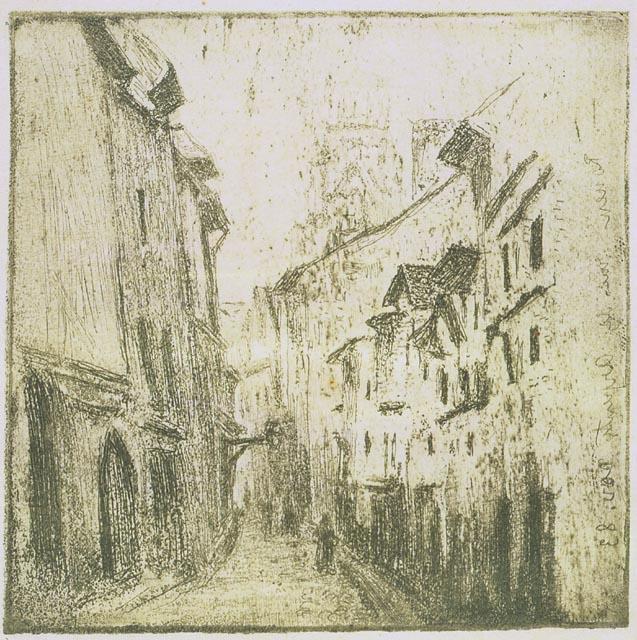 An Alley In Rouen, Rue Des Arpents — Camille Pissarro