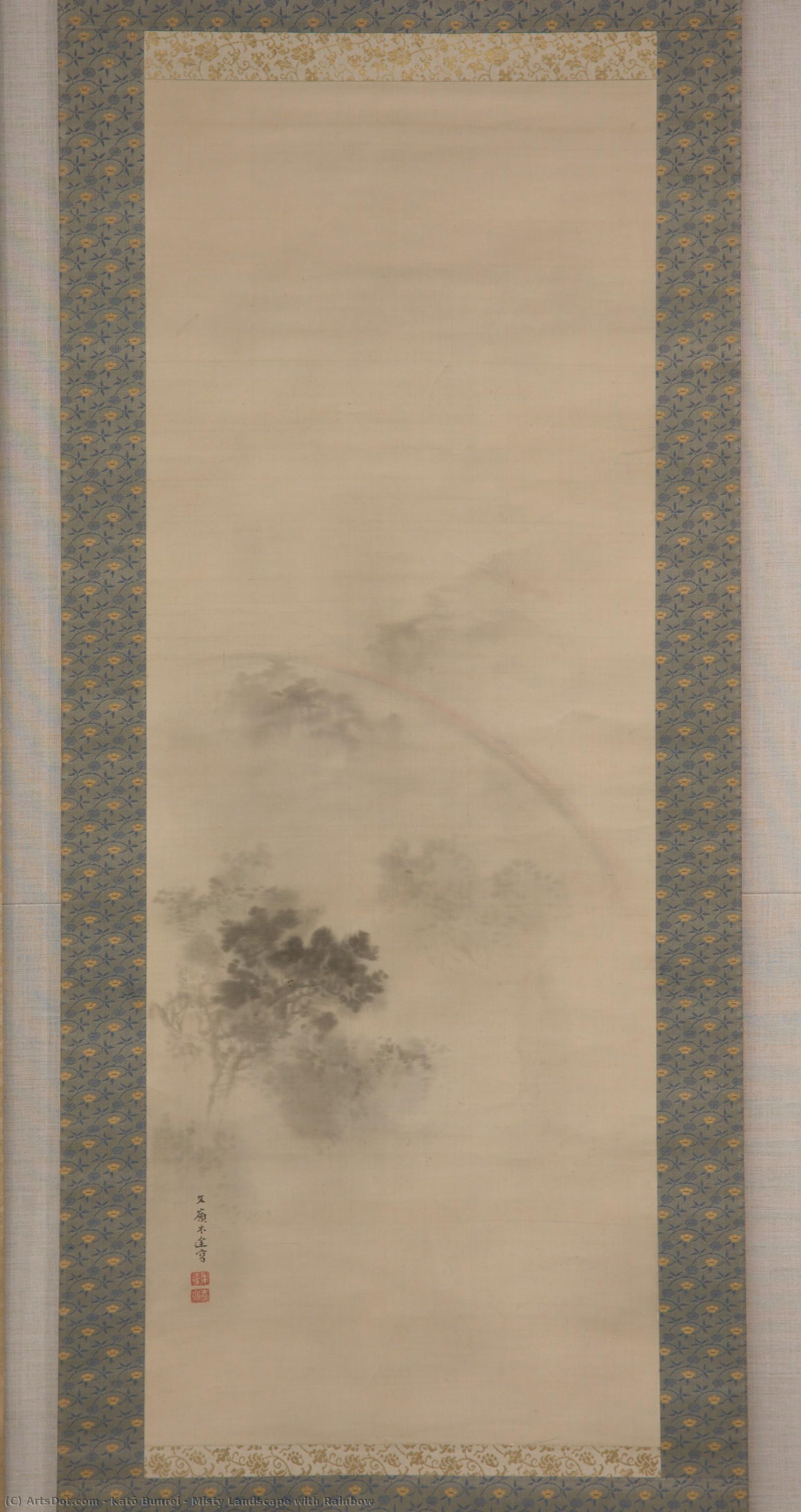 Misty Landscape With Rainbow — Katō Bunrei