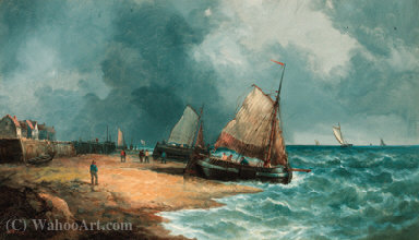 Fishing Boats Waiting To Float Out On The Tide — John James Wilson