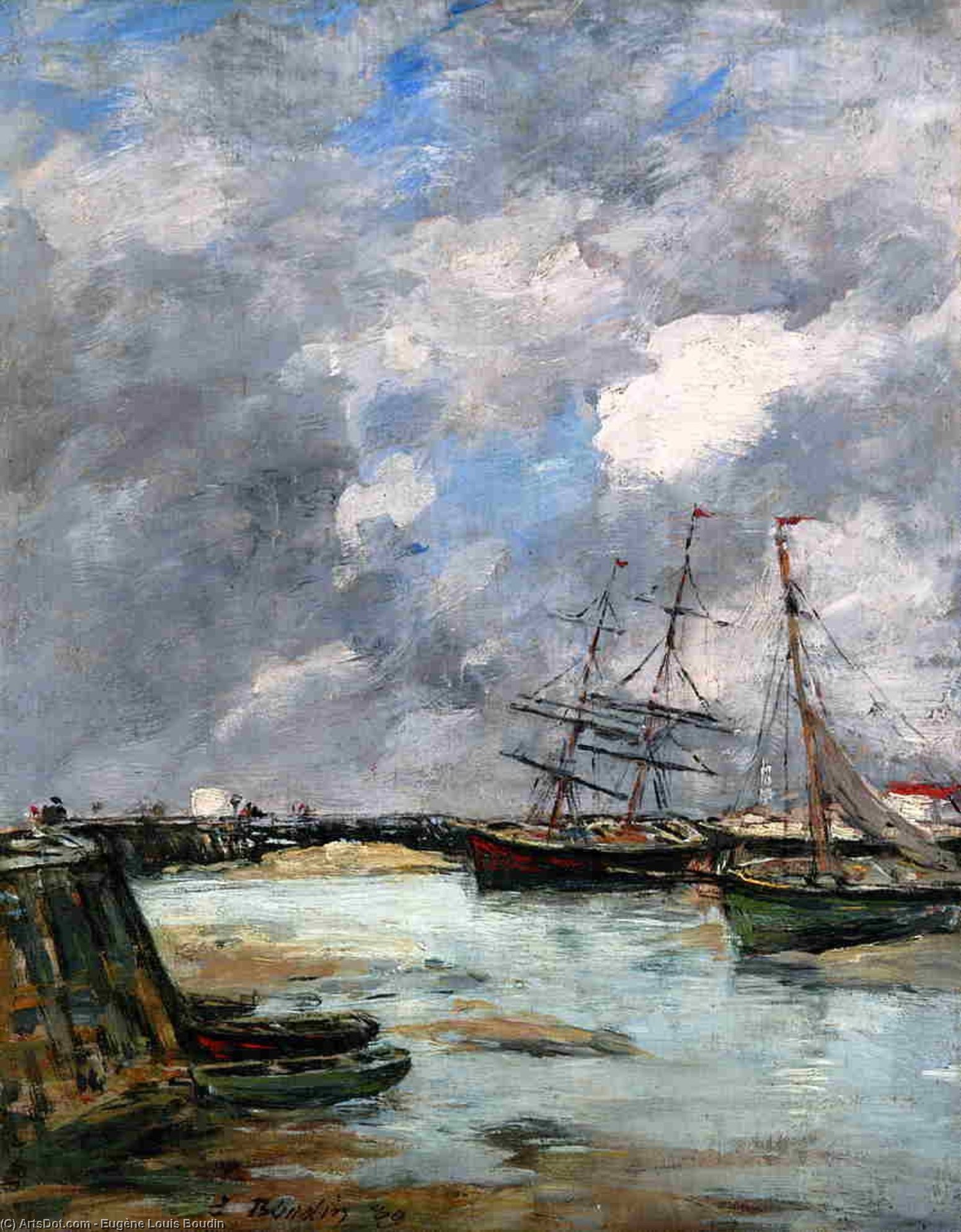Trouville, The Jettys, Low Tide — Eugène Louis Boudin