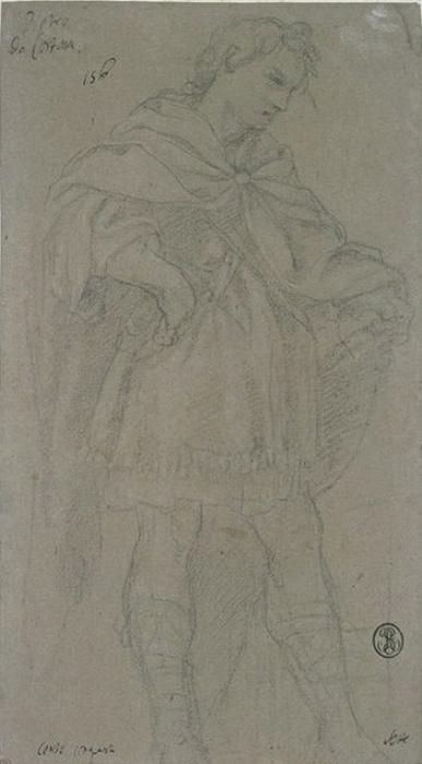 Young Man Standing Wearing A Short Tunic And A Mantle — Pietro Da Cortona