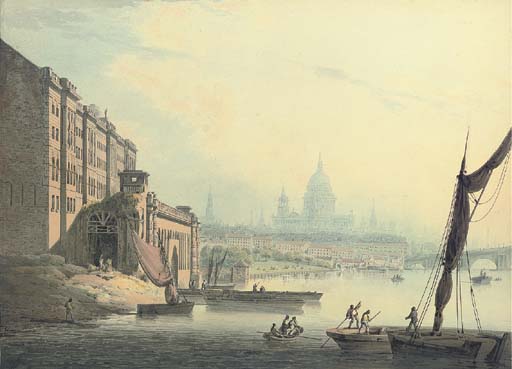 View Of The Thames, From Somerset House With St Paul's Cathedral In The Distance, London — Francis Nicholson