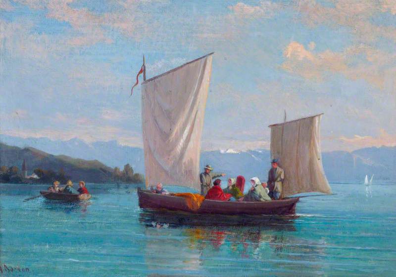 A Sailing Boat And A Rowing Boat — Francois Bocion