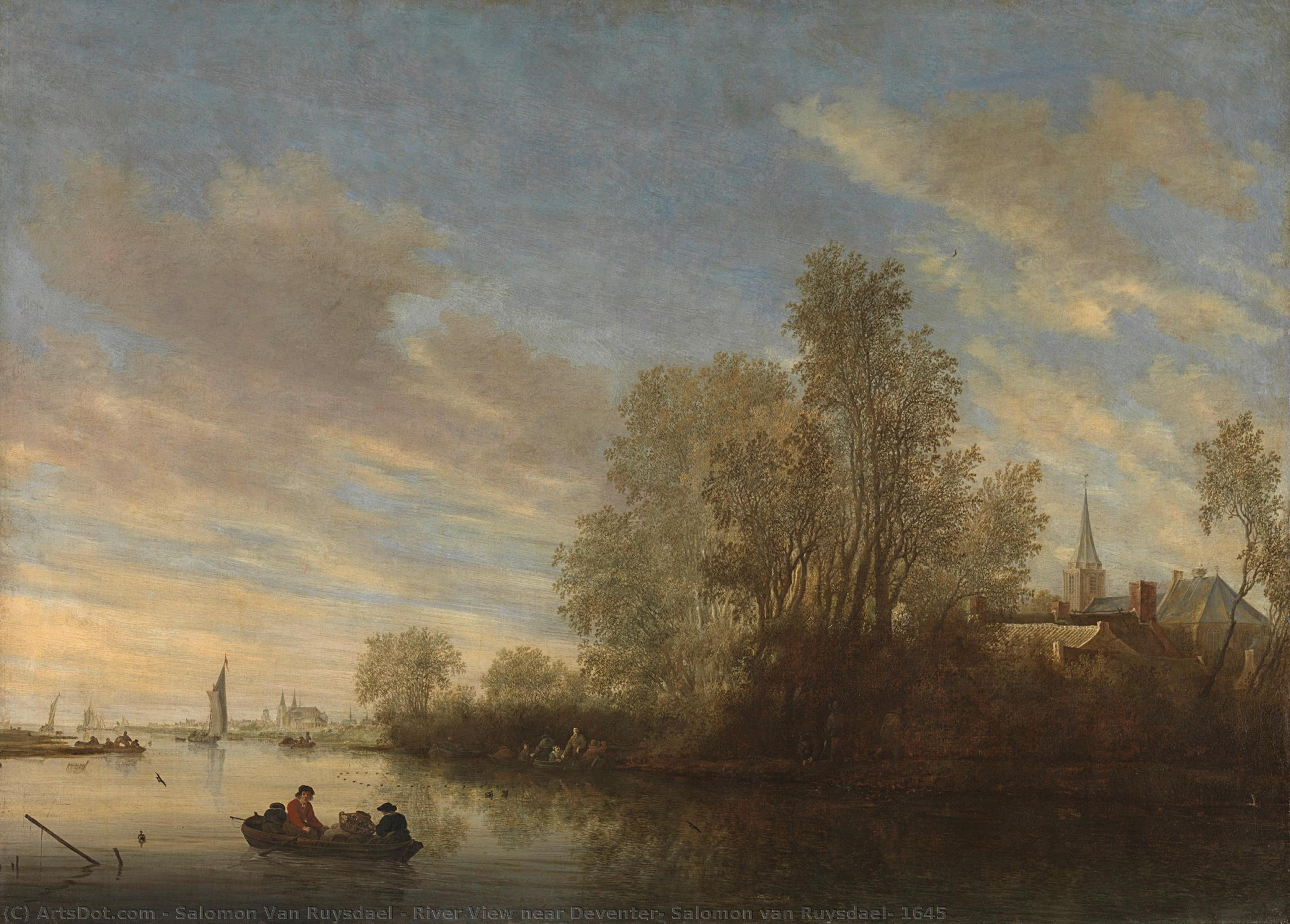 River View Near Deventer, Salomon Van Ruysdael, 1645 — Salomon Van Ruysdael