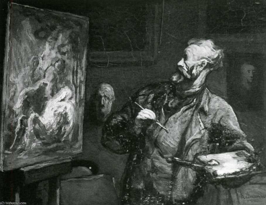 Le Peintre À La Mise Au Tombeau, Huile Sur Panneau E Painter With The Setting With The Tomb, Oils On Panel — Honoré Daumier