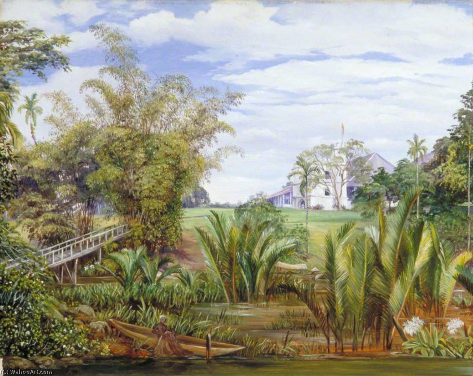 The Istana From The Slanting Bridge, Sarawak, Borneo — Marianne North