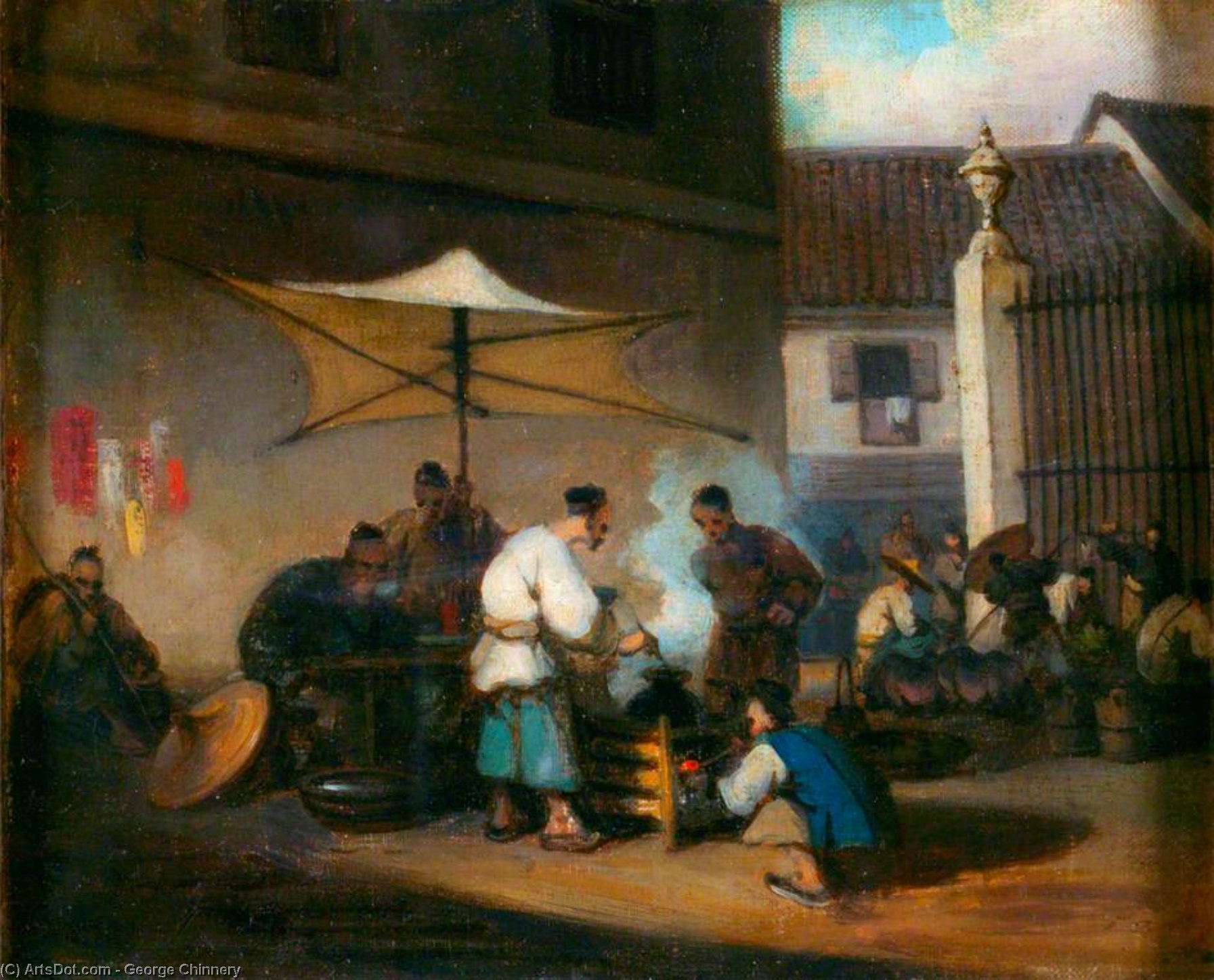 Chinese Street Scene At Macao — George Chinnery