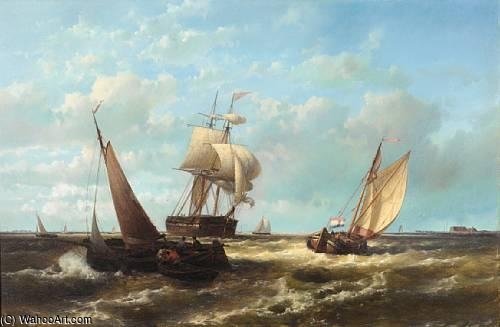Barges And Small Traders In A Stiff Breeze Offshore — Abraham Hulk Senior