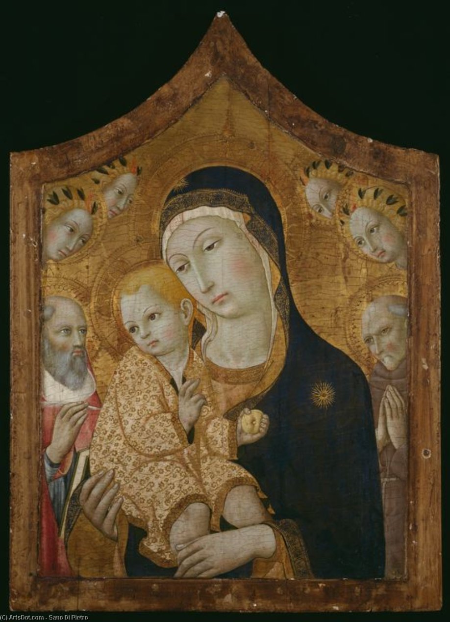 Virgin And Child With Saints Jerome, Bernardino Of Siena, And Angels — Sano Di Pietro