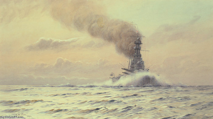 Hms Hood Working Up To Full Power — Alma Claude Burlton Cull