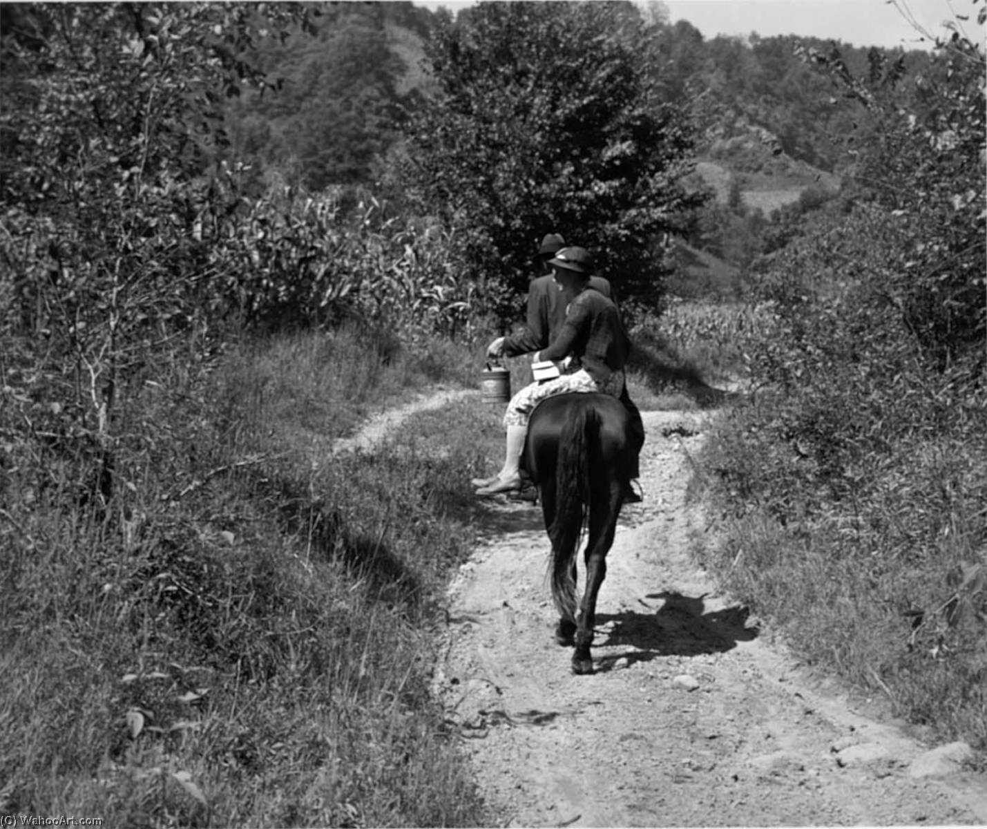 Couple Carrying Home Groceries, Kerosene On Horseback. Kentucky Mountains — Marion Post Wolcott
