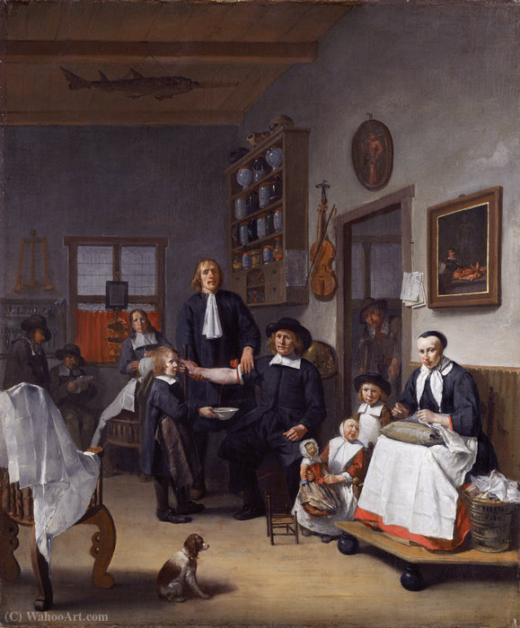 Jacob Franszn And Family In His Barber-surgeon Shop — Egbert Jaspersz Van Heemskerck