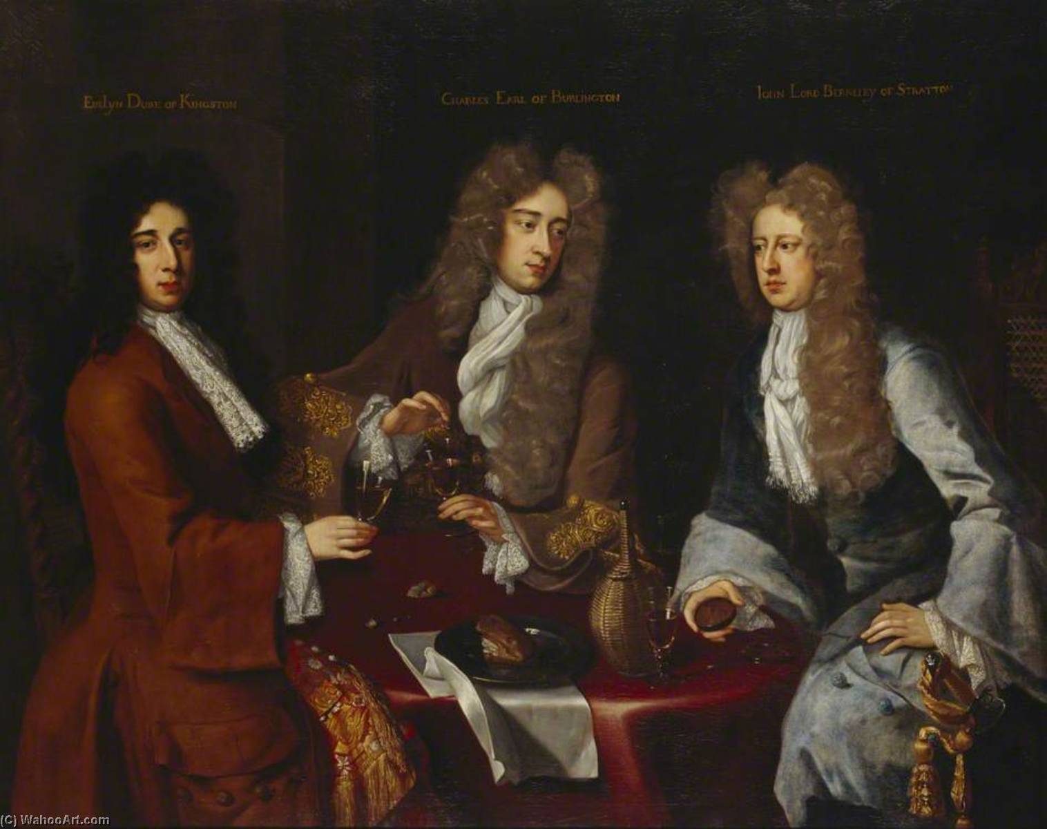 Triple Portrait Of The 2nd Earl Of Burlington (1674–1704), The 1st Duke Of Kingston Upon Hull (c.1665–1726), And The 3rd Baron Berkeley Of Stratton (1663–1697) — Michael Dahl