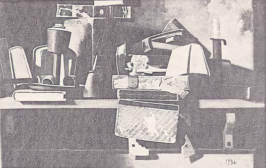 Still Life With Lard Oil Lamp, (painting) — John Frederick Peto