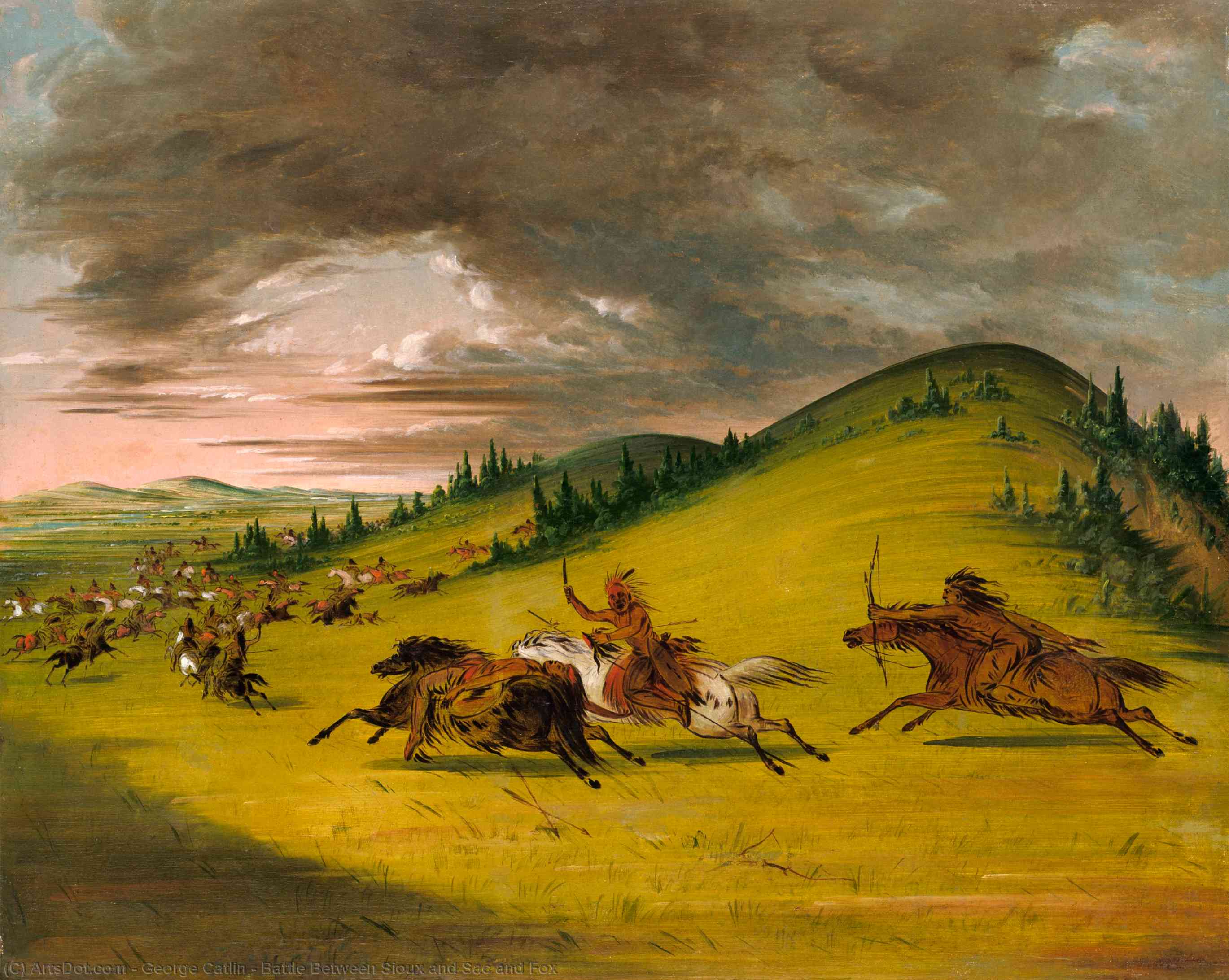 Schlacht Zwischen Sioux Und Sac Und Fox — George Catlin