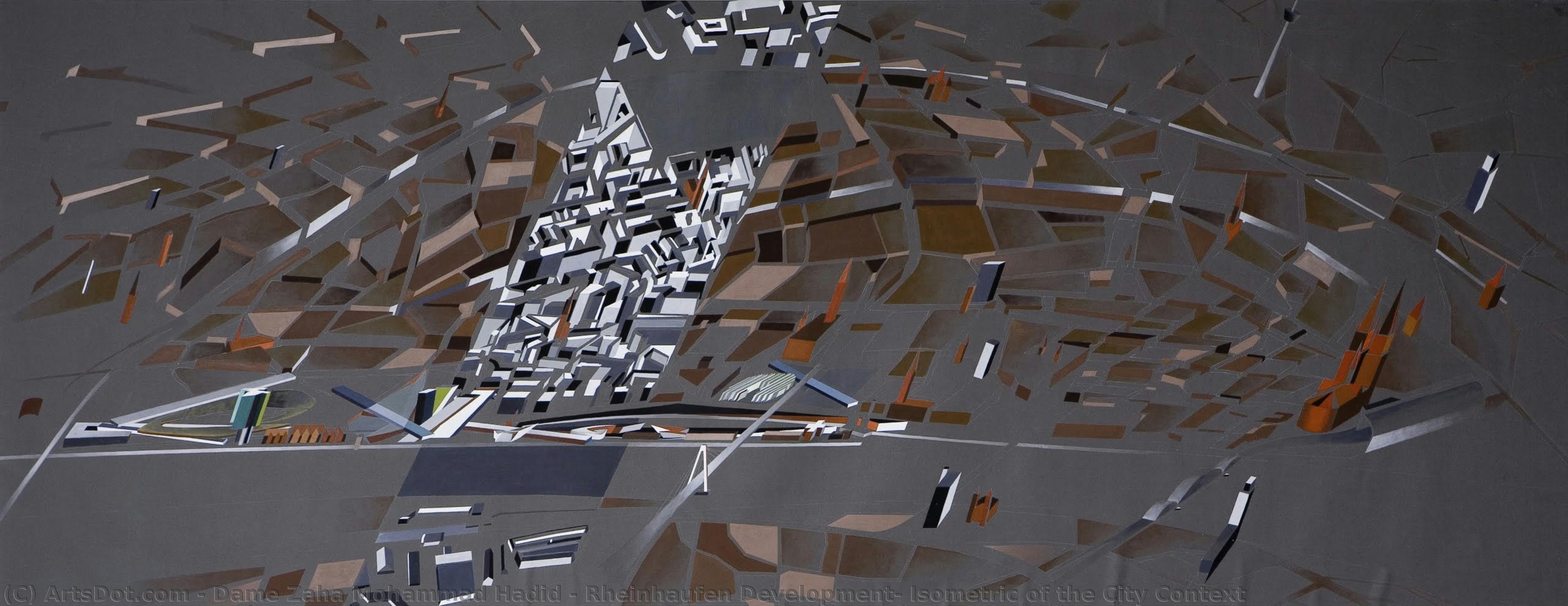 Rheinhaufen Development: Isometric Of The City Context — Zaha Hadid