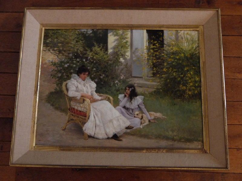 Mère Et Fille Dans Un Jardin Breton — Édouard Debat-ponsan