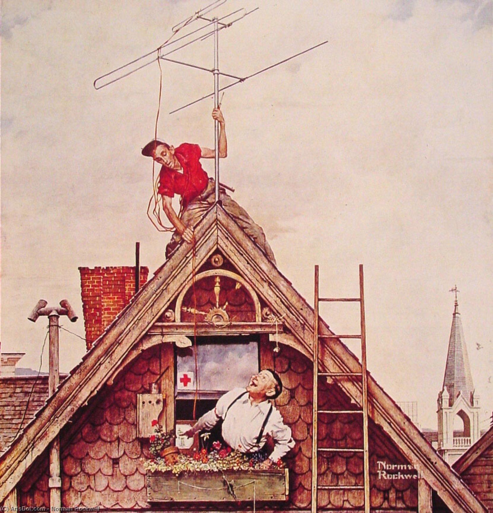 New Television Antenna — Norman Rockwell