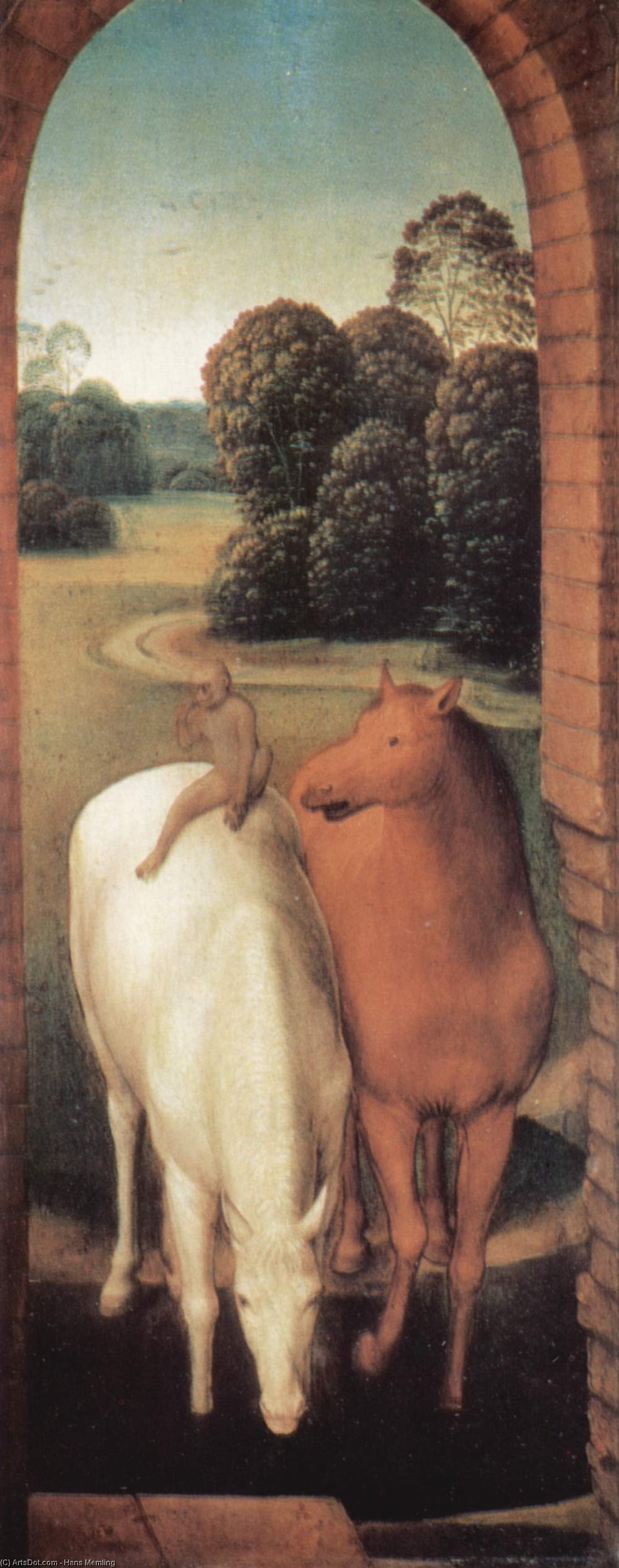 Allegorical Representation Of Two Horses And A Monkey — Memling, Hans