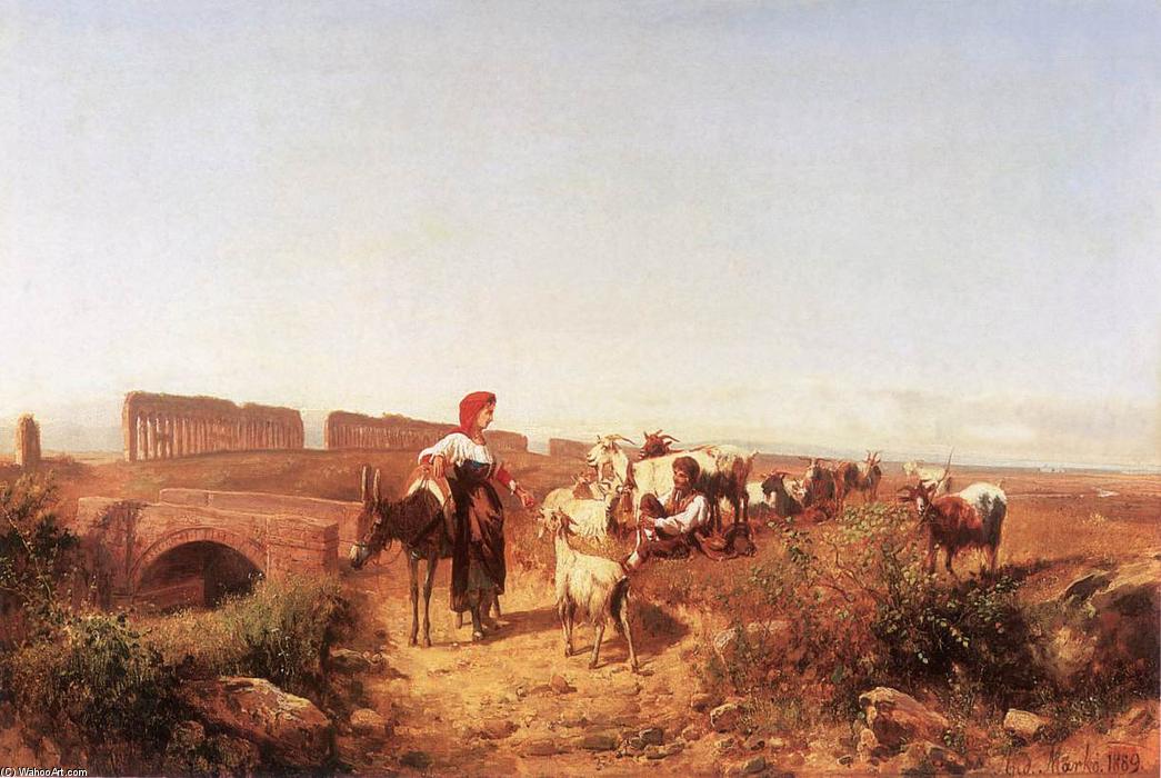 Sunlit Italian Landscape With Goats — András Markó