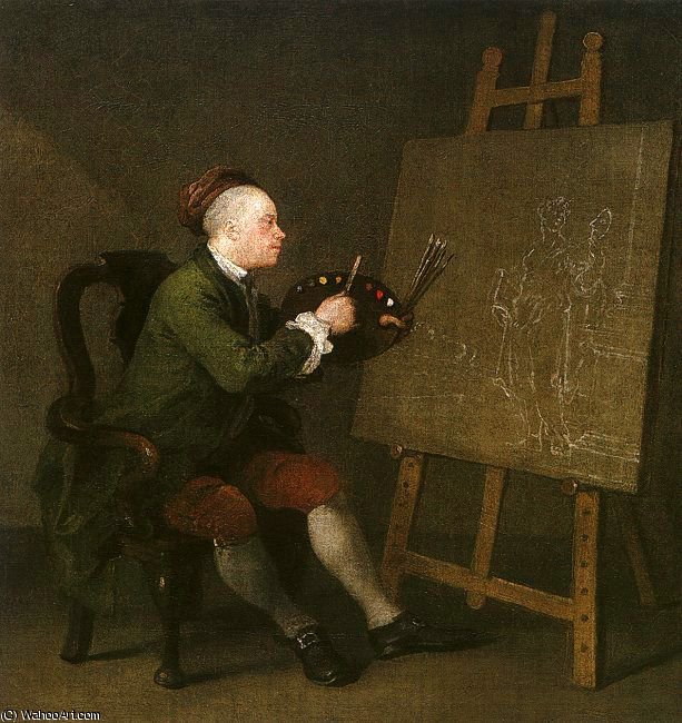 Self Portrait At The Easel — ウィリアム・ホガース
