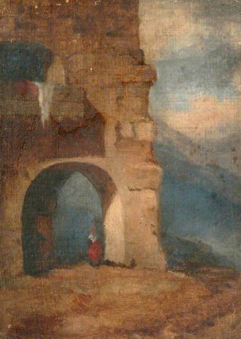 Italian Peasant In Stone Archway — Louisa Starr Canziani