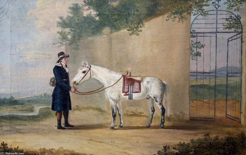 A Grey Horse And Groom Outside A Gate — Francis Sartorius Ii (john Francis Sartorius)