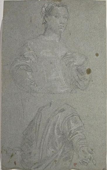 Sheet Of Studies. Young Woman Seen From The Waist And Torso Of A Man — Paolo Veronese