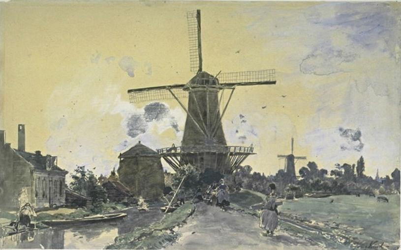 A Mill Surrounded By Houses — Johan Barthold Jongkind