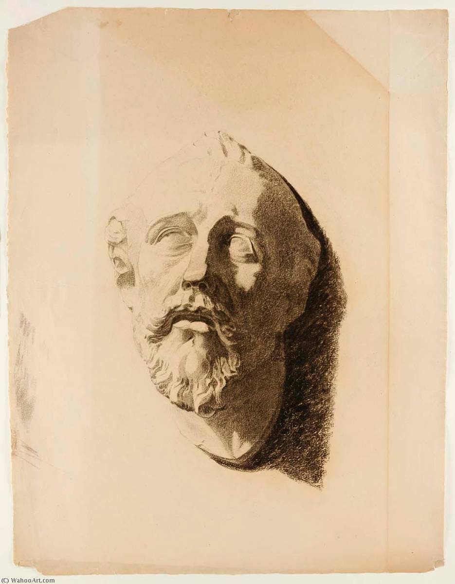 Drawing Of Cast Of Male Head — Howard Russell Butler