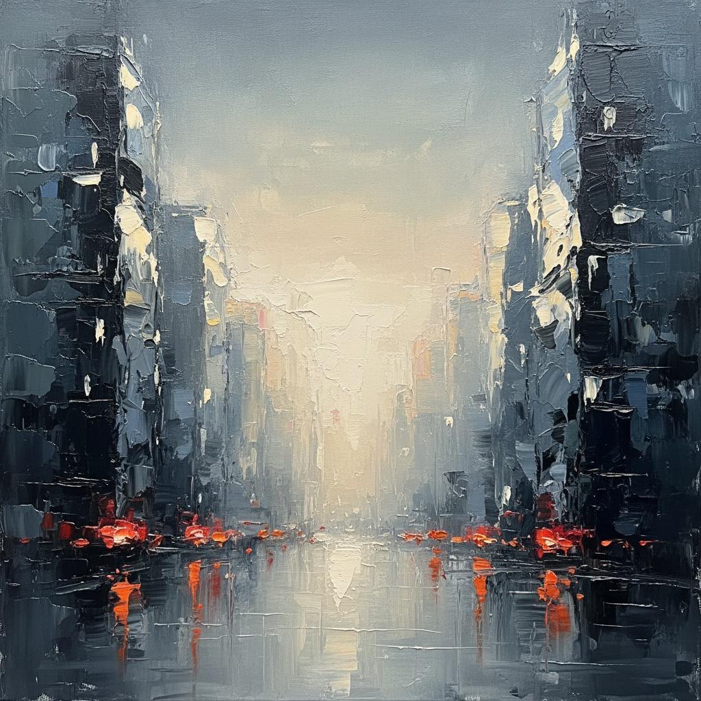 Monolithic Shadows And The Crimson Pulse Of An Urban Twilight — Christian Noiret