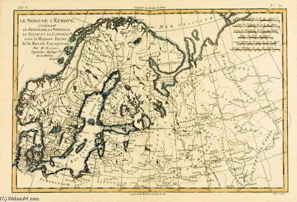 Northern Europe, Including Denmark, Norway, Sweden And Lapland, With Most Of Western Russia — Rigobert Bonne (charles Marie Rigobert Bonne)