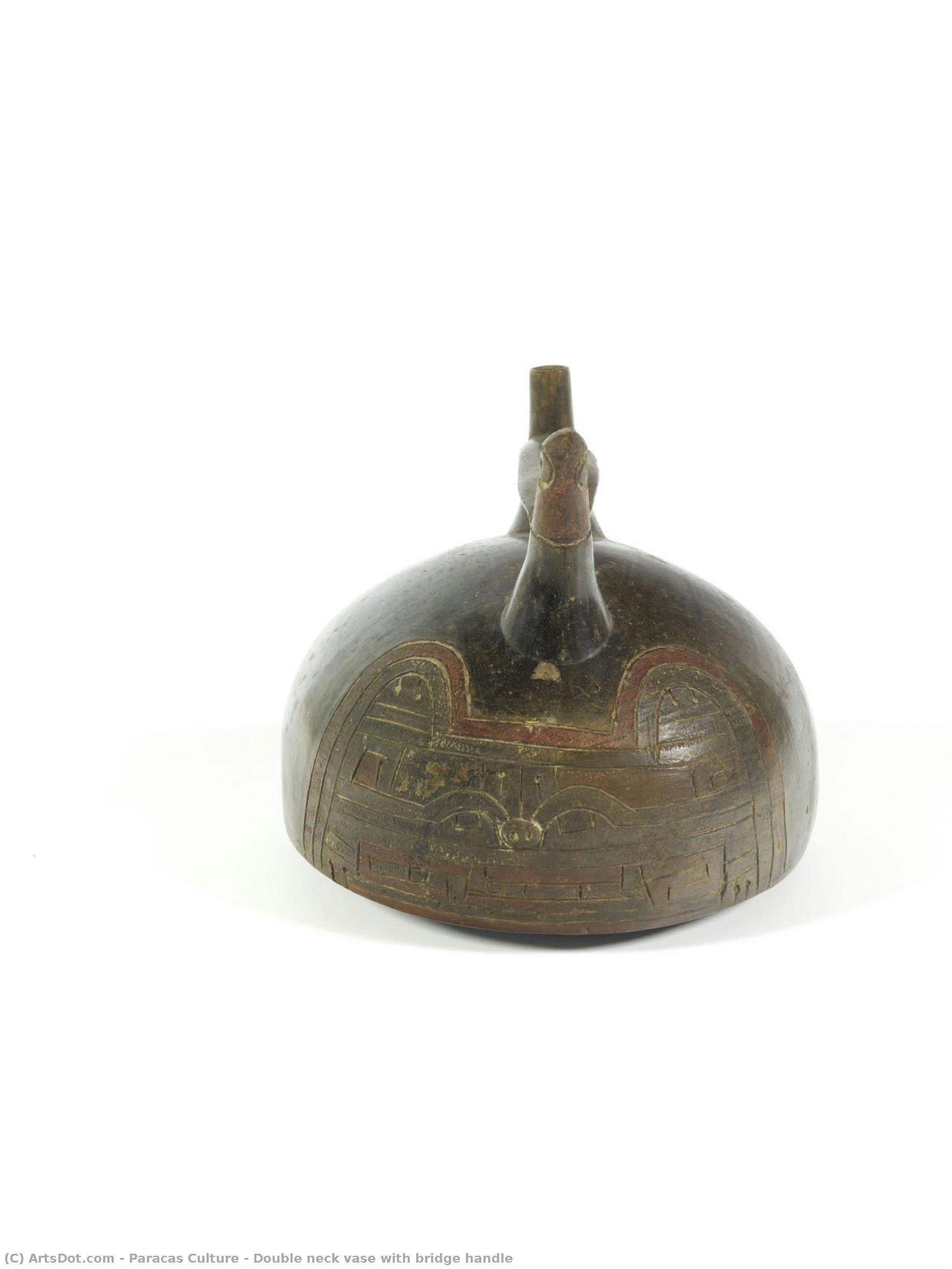 Double Neck Vase With Bridge Handle — Paracas Culture